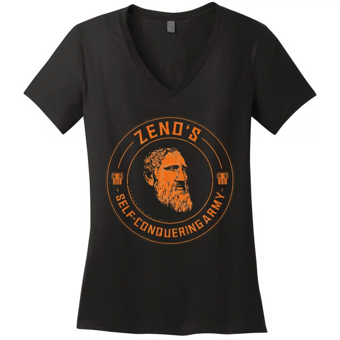 Zeno's SelfConquering Army Stoic Philosophy Stoicism Women's V-Neck T-Shirt