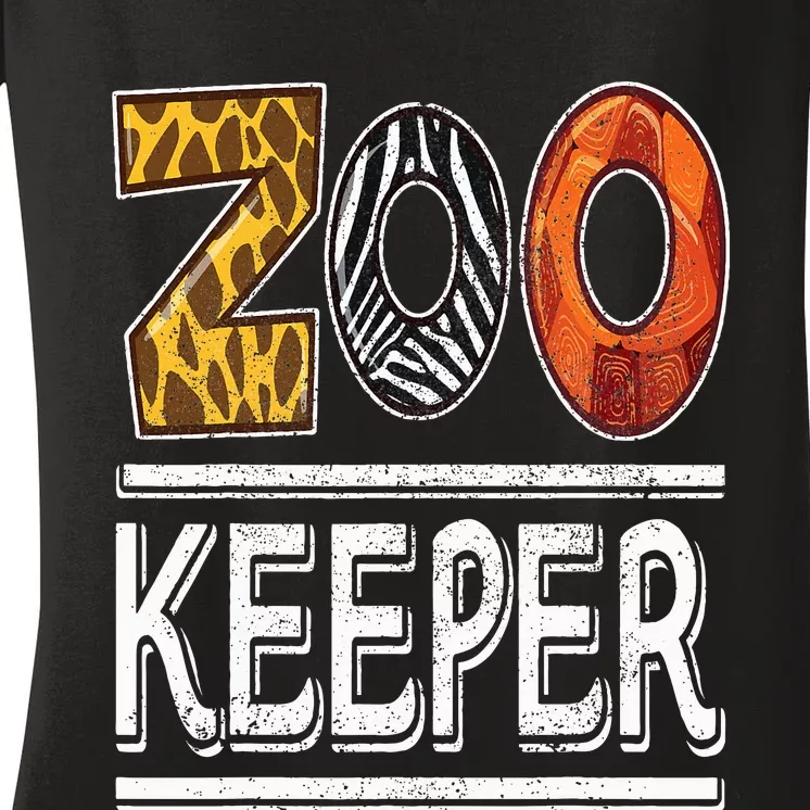 Zookeeper Safari Costume Adult Animal Print Zoo Keeper Women's V-Neck T-Shirt