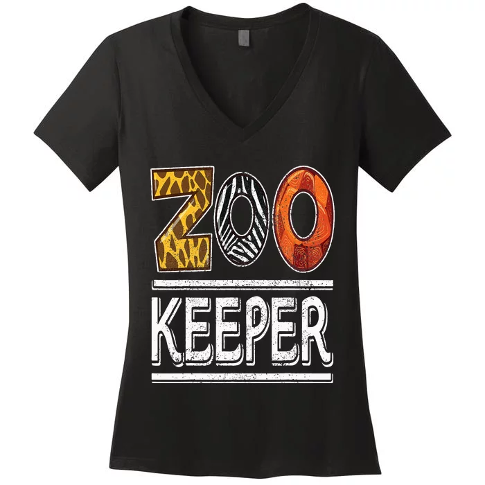 Zookeeper Safari Costume Adult Animal Print Zoo Keeper Women's V-Neck T-Shirt