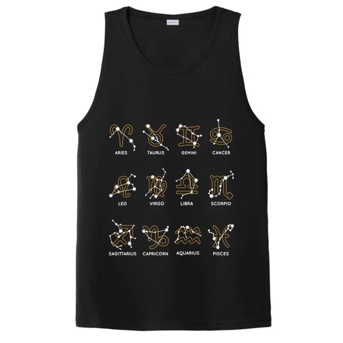 Zodiac Signs Constellations Gift Performance Tank