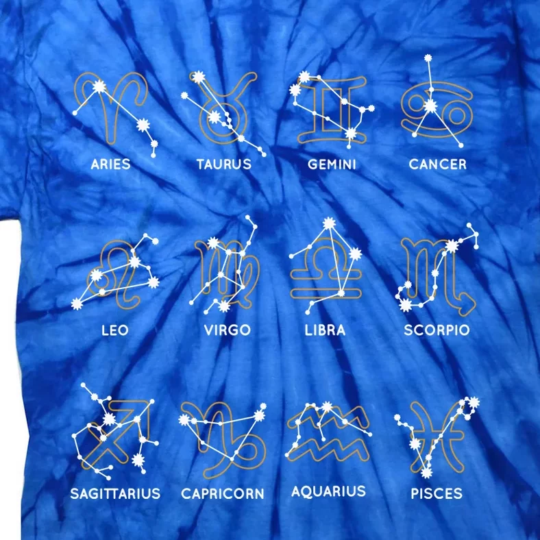 Zodiac Signs Constellations Gift Tie-Dye T-Shirt