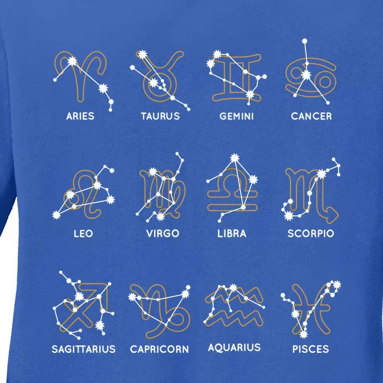 Zodiac Signs Constellations Gift Ladies Long Sleeve Shirt