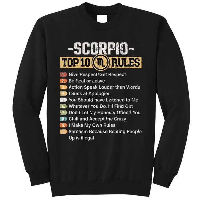 Zodiac Sign Funny Top 10 Rules Of Scorpio Graphic Sweatshirt