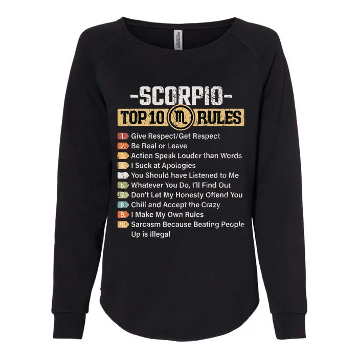 Zodiac Sign Funny Top 10 Rules Of Scorpio Graphic Womens California Wash Sweatshirt