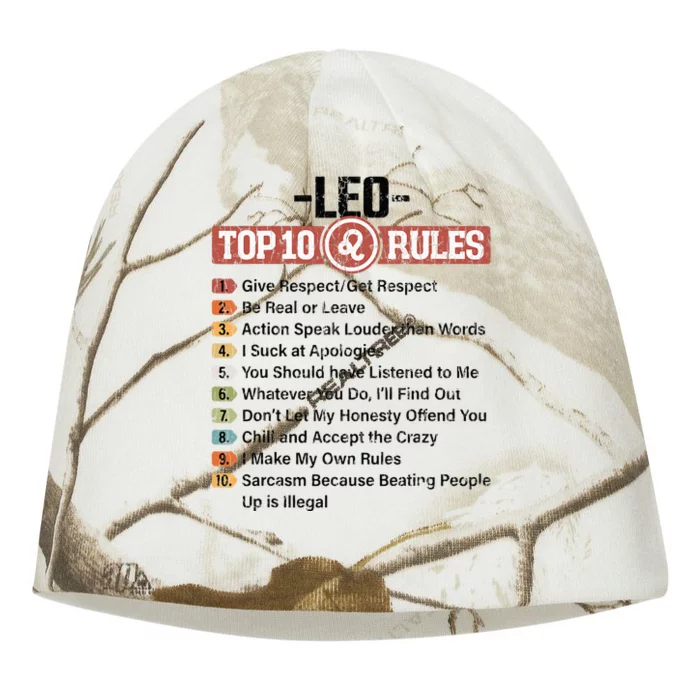 Zodiac Sign Funny Top 10 Rules Of Leo Graphic Kati - Camo Knit Beanie