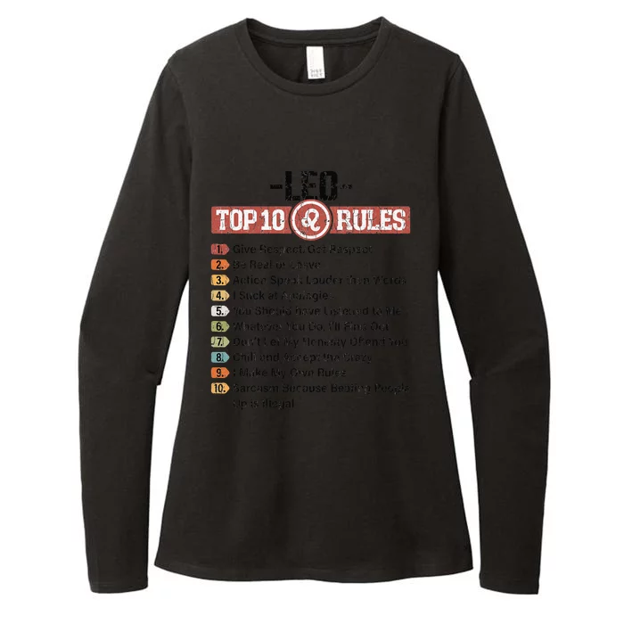 Zodiac Sign Funny Top 10 Rules Of Leo Graphic Womens CVC Long Sleeve Shirt