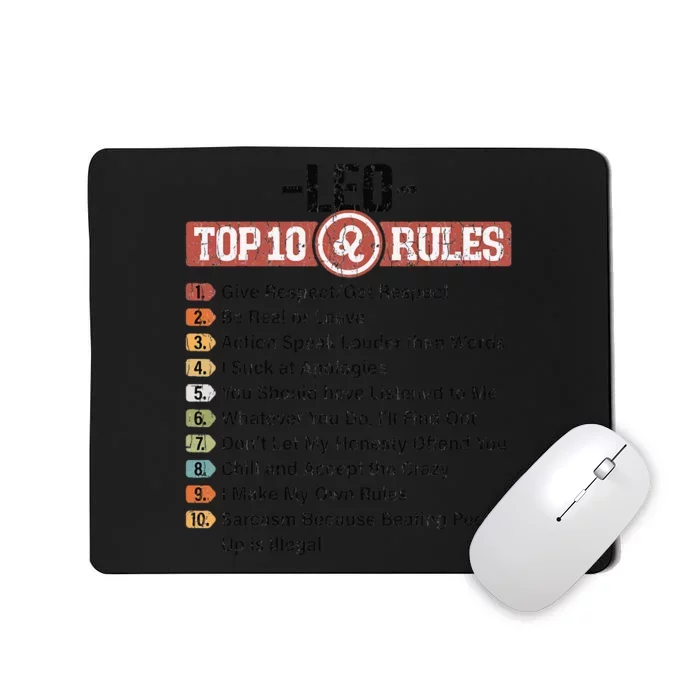 Zodiac Sign Funny Top 10 Rules Of Leo Graphic Mousepad