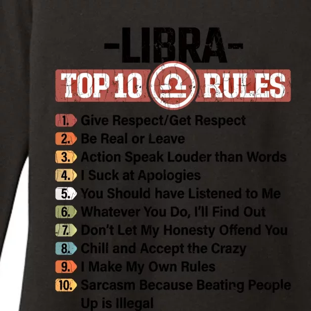 Zodiac Sign Funny Top 10 Rules Of Libra Graphic Gift Womens CVC Long Sleeve Shirt