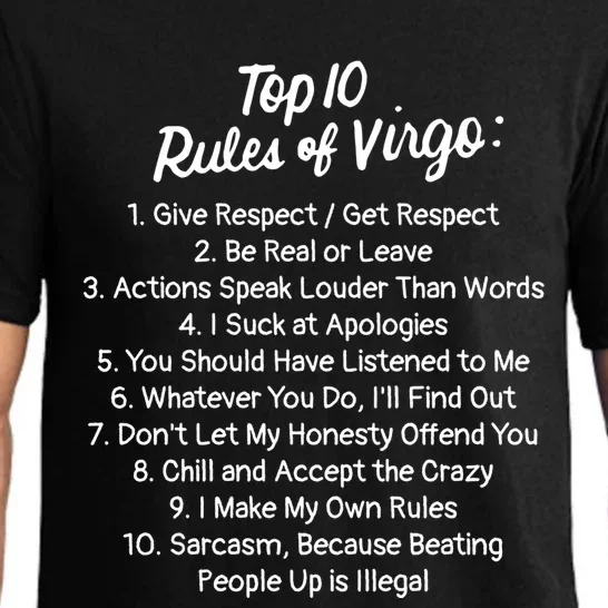 Zodiac Sign Funny Top 10 Rules Of Virgo Birthday Funny Gift Pajama Set