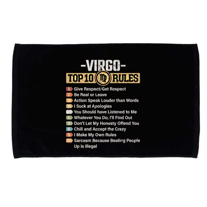 Zodiac Sign Funny Top 10 Rules Of Virgo Graphic Gift Microfiber Hand Towel