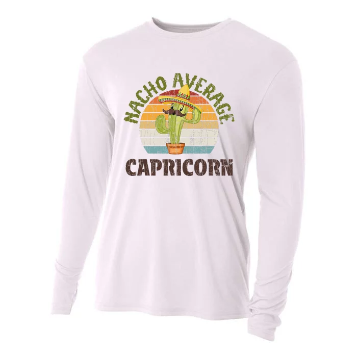 Zodiac Sign Funny Nacho Average Capricorn Cooling Performance Long Sleeve Crew