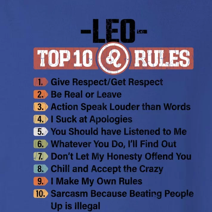 Zodiac Sign Funny Top 10 Rules Of Leo Graphic Cute Gift Toddler Long Sleeve Shirt