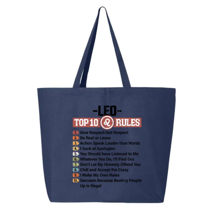 Zodiac Sign Funny Top 10 Rules Of Leo Graphic Cute Gift 25L Jumbo Tote