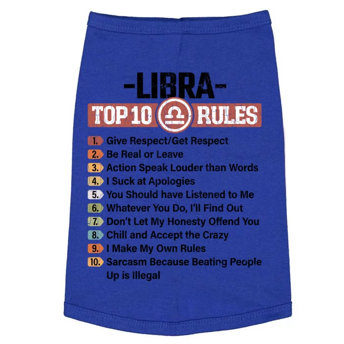 Zodiac Sign Funny Top 10 Rules Of Libra Graphic Funny Gift Doggie Tank