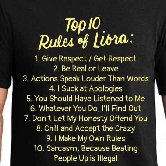 Zodiac Sign Funny Top 10 Rules Of Libra Graphic Cool Gift Pajama Set