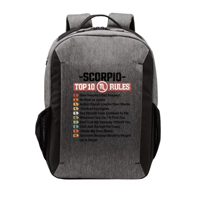 Zodiac Sign Funny Top 10 Rules Of Scorpio Graphic Gift Vector Backpack