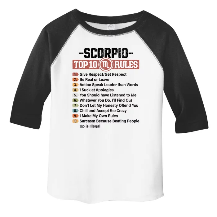 Zodiac Sign Funny Top 10 Rules Of Scorpio Graphic Gift Toddler Fine Jersey T-Shirt