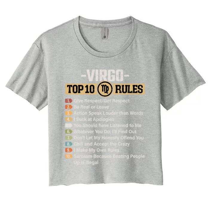 Zodiac Sign Funny Top 10 Rules Of Virgo Graphic Gift Women's Crop Top Tee