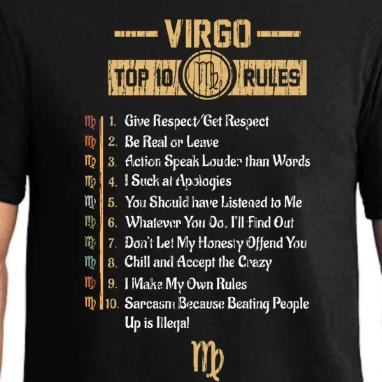 Zodiac Sign Funny Top 10 Rules Of Virgo Horoscope Birthday Great Gift Pajama Set