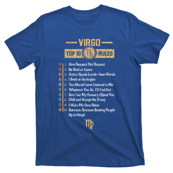 Zodiac Sign Funny Top 10 Rules Of Virgo Horoscope Birthday Great Gift T-Shirt