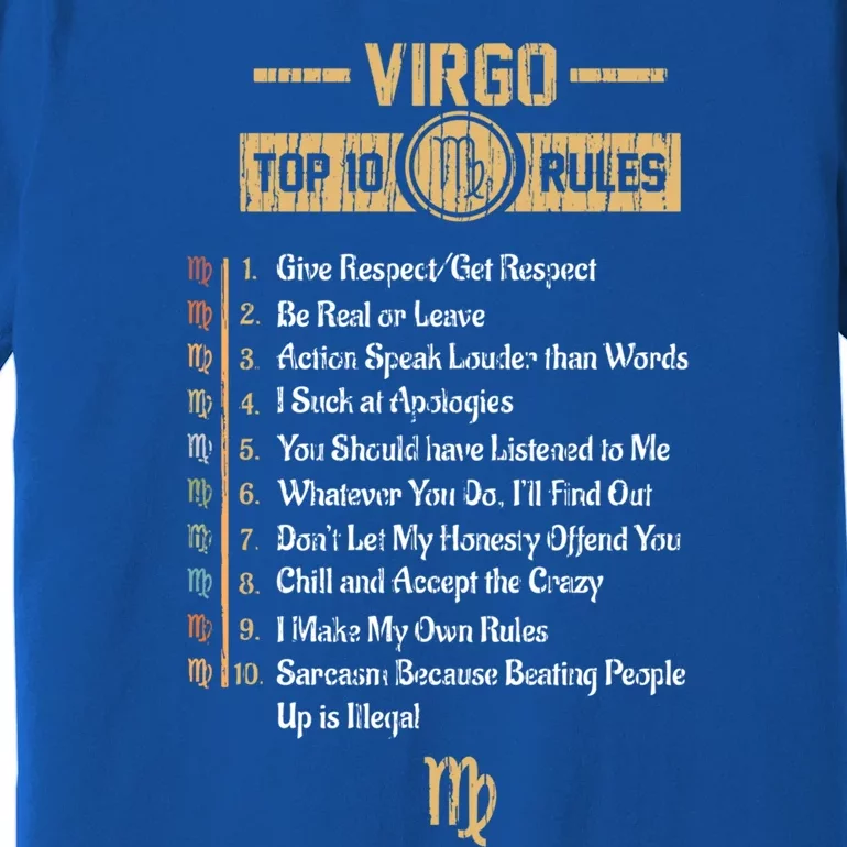 Zodiac Sign Funny Top 10 Rules Of Virgo Horoscope Birthday Great Gift Premium T-Shirt