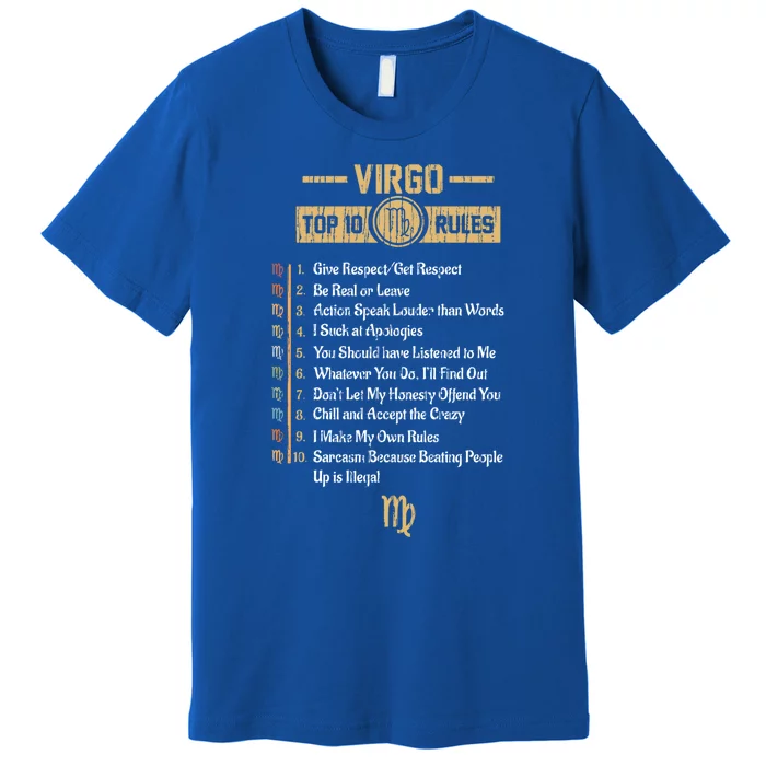 Zodiac Sign Funny Top 10 Rules Of Virgo Horoscope Birthday Great Gift Premium T-Shirt