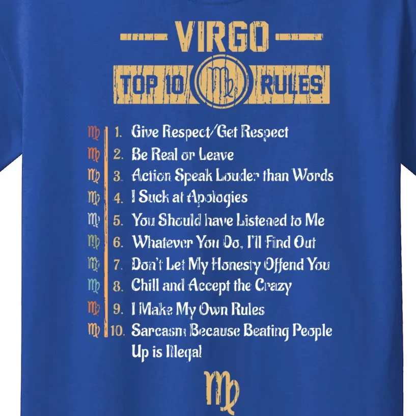 Zodiac Sign Funny Top 10 Rules Of Virgo Horoscope Birthday Great Gift Kids T-Shirt