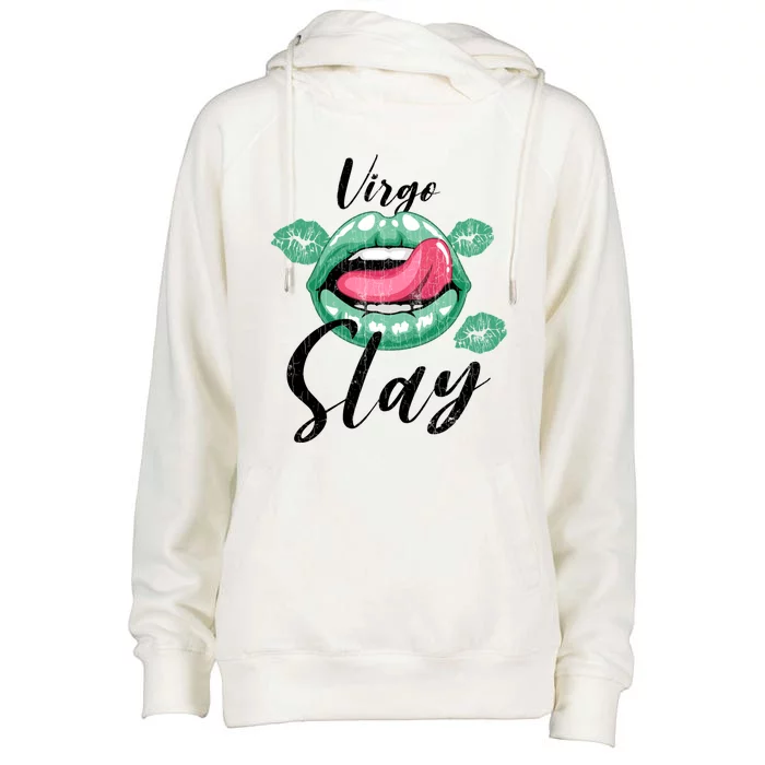 Zodiac Sign Funny Virgo Slay Graphic Gift Womens Funnel Neck Pullover Hood