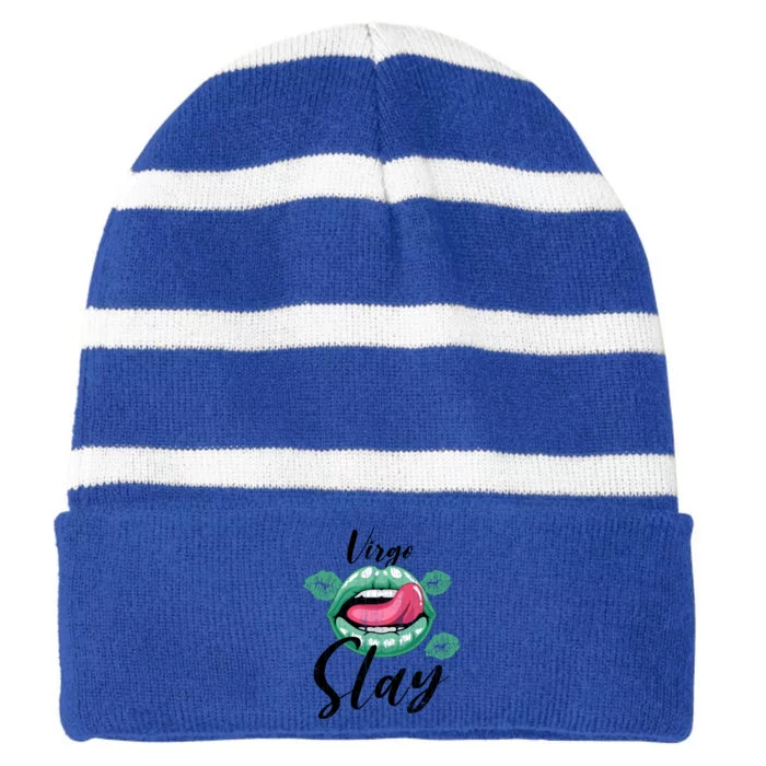 Zodiac Sign Funny Virgo Slay Graphic Gift Striped Beanie with Solid Band