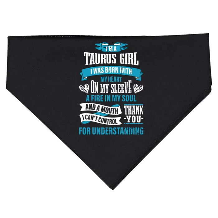 Zodiac Sign Funny Im A Taurus Girl Graphic USA-Made Doggie Bandana