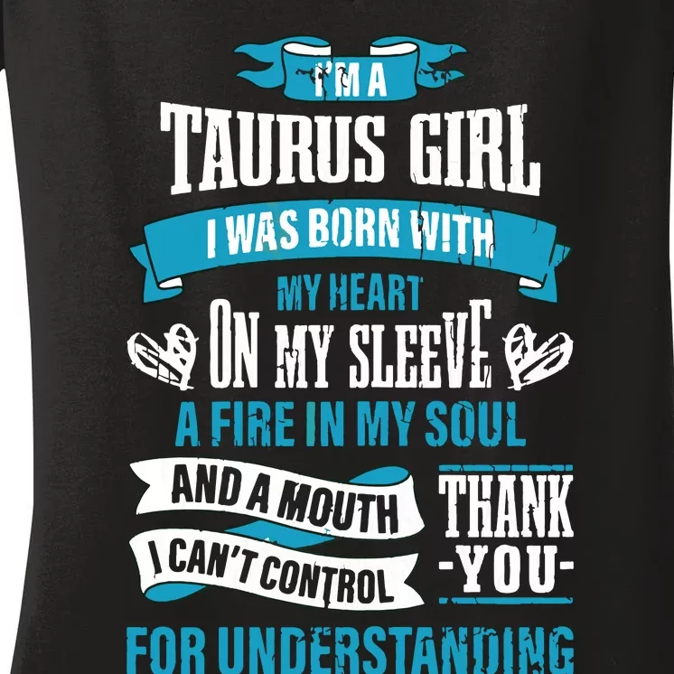 Zodiac Sign Funny Im A Taurus Girl Graphic Women's V-Neck T-Shirt