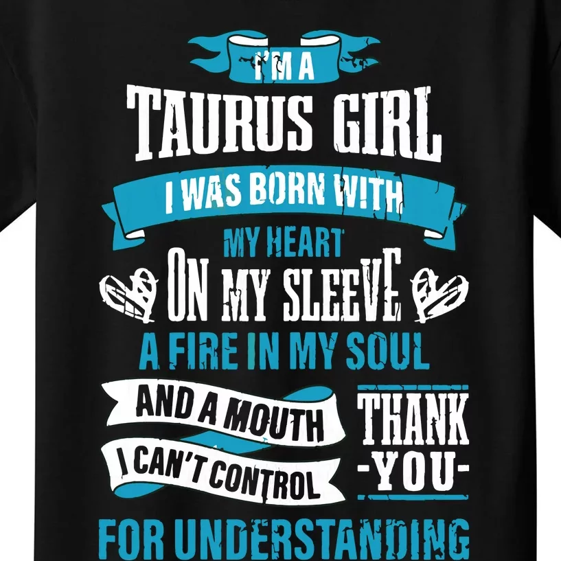 Zodiac Sign Funny Im A Taurus Girl Graphic Kids T-Shirt