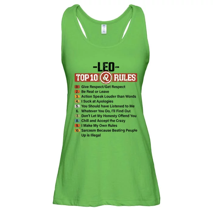 Zodiac Sign Funny Top 10 Rules Of Leo Graphic Ladies Essential Flowy Tank