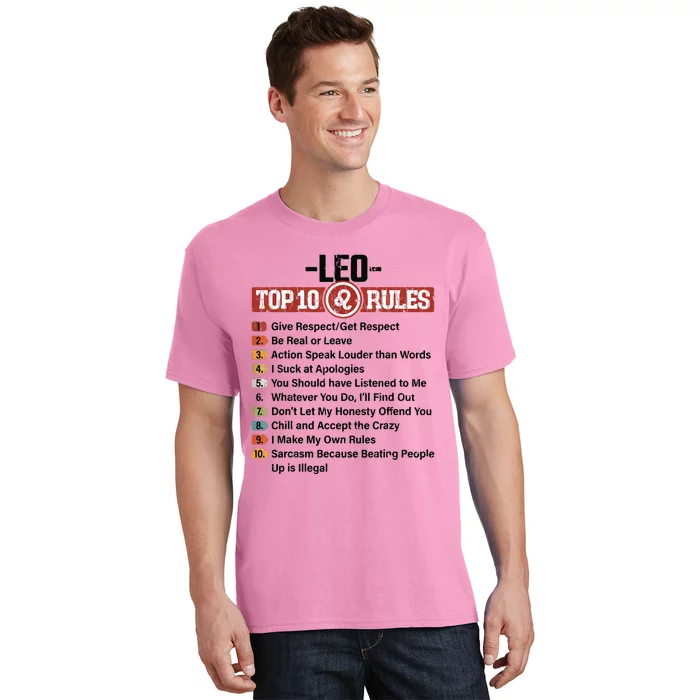 Zodiac Sign Funny Top 10 Rules Of Leo Graphic T-Shirt