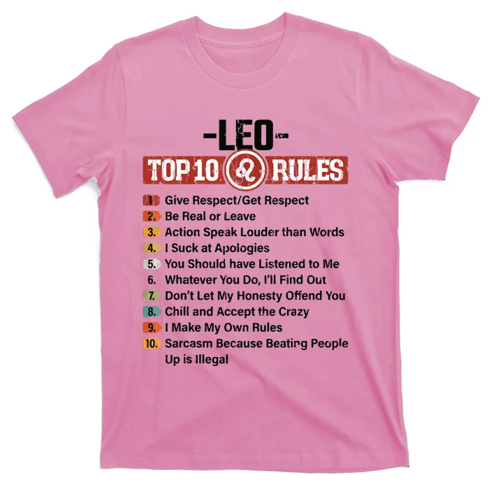 Zodiac Sign Funny Top 10 Rules Of Leo Graphic T-Shirt