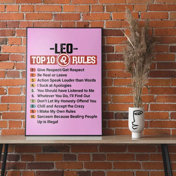 Zodiac Sign Funny Top 10 Rules Of Leo Graphic Poster