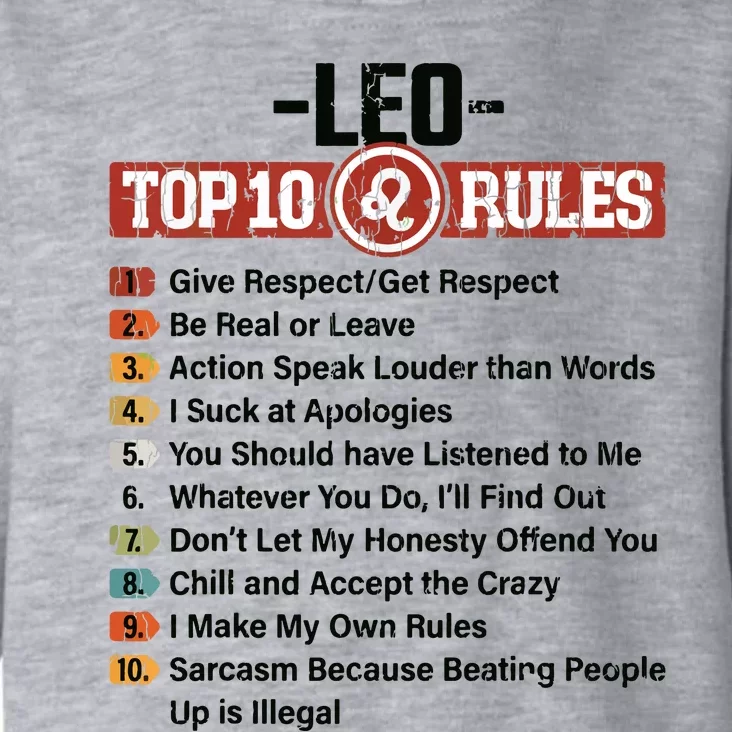 Zodiac Sign Funny Top 10 Rules Of Leo Graphic Toddler Hoodie