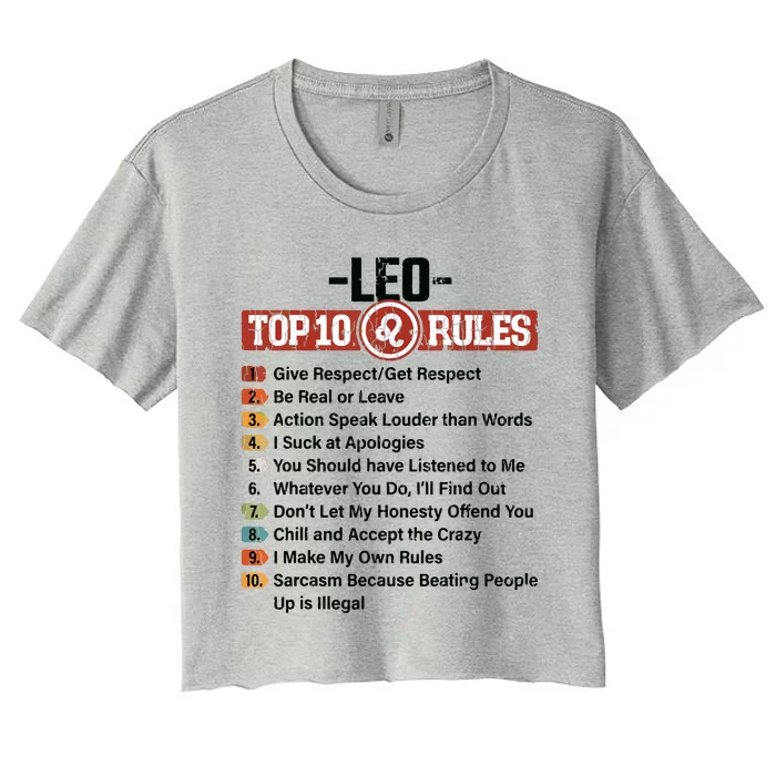 Zodiac Sign Funny Top 10 Rules Of Leo Graphic Women's Crop Top Tee