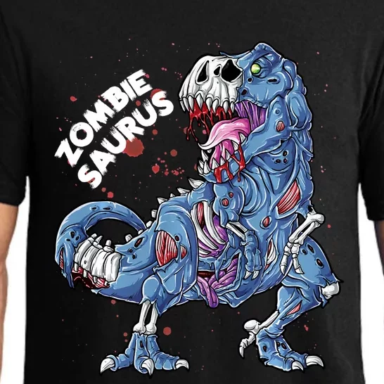 Zombie Saurus Halloween Dinosaur T Rex Skeleton Skull Sweat Pajama Set