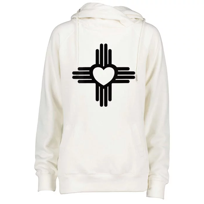 Zia Symbol Heart I Love New Mexico Womens Funnel Neck Pullover Hood