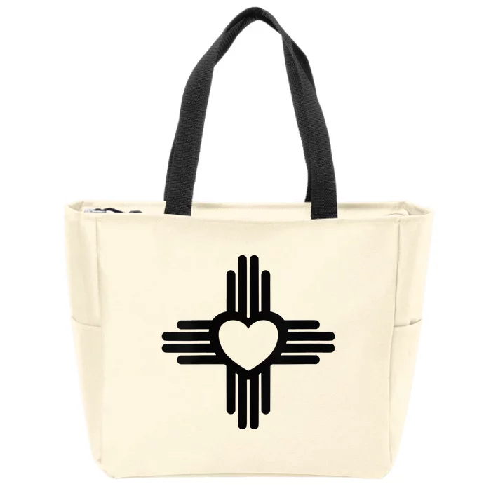 Zia Symbol Heart I Love New Mexico Zip Tote Bag