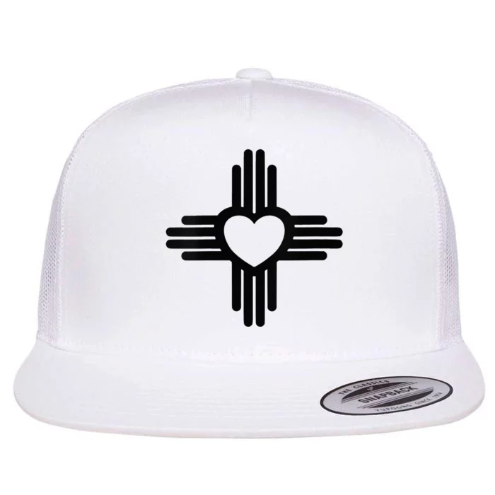 Zia Symbol Heart I Love New Mexico Flat Bill Trucker Hat