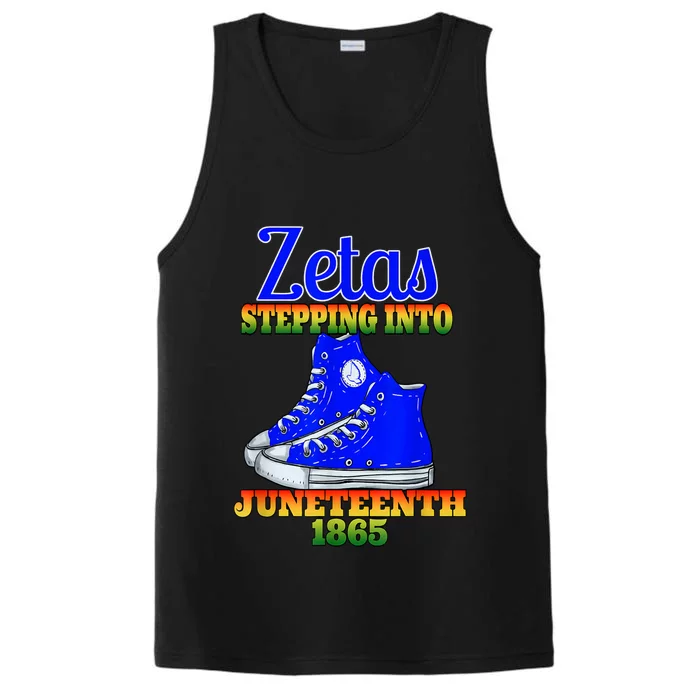 Zetas Stepping Into Juneteenth 1865 Finer Sisterhoods Line Performance Tank