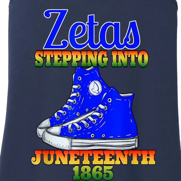 Zetas Stepping Into Juneteenth 1865 Finer Sisterhoods Line Ladies Essential Tank