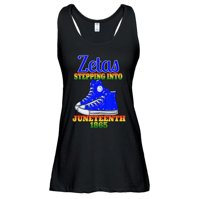 Zetas Stepping Into Juneteenth 1865 Finer Sisterhoods Line Ladies Essential Flowy Tank