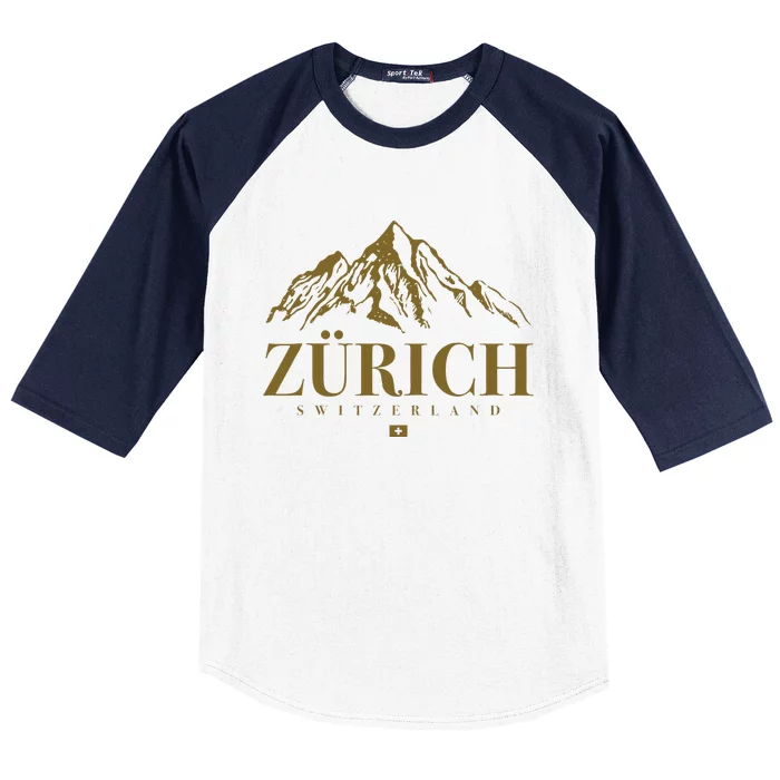 Zurich Switzerland Mountain Swiss Alps Baseball Sleeve Shirt