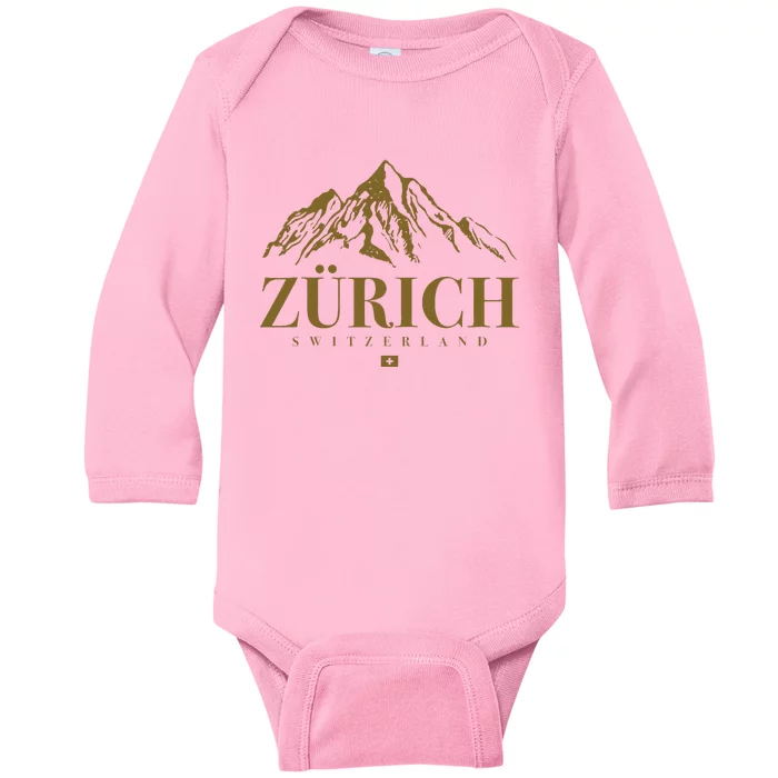 Zurich Switzerland Mountain Swiss Alps Baby Long Sleeve Bodysuit