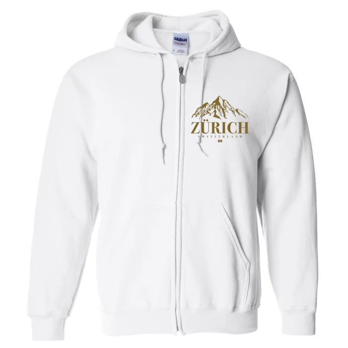 Zurich Switzerland Mountain Swiss Alps Full Zip Hoodie