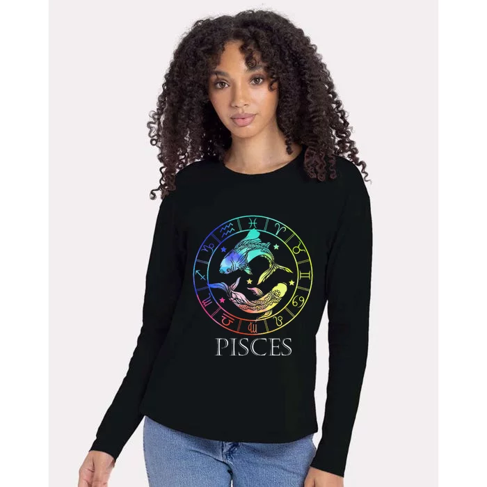 Zodiac Sign Pisces Womens Cotton Relaxed Long Sleeve T-Shirt