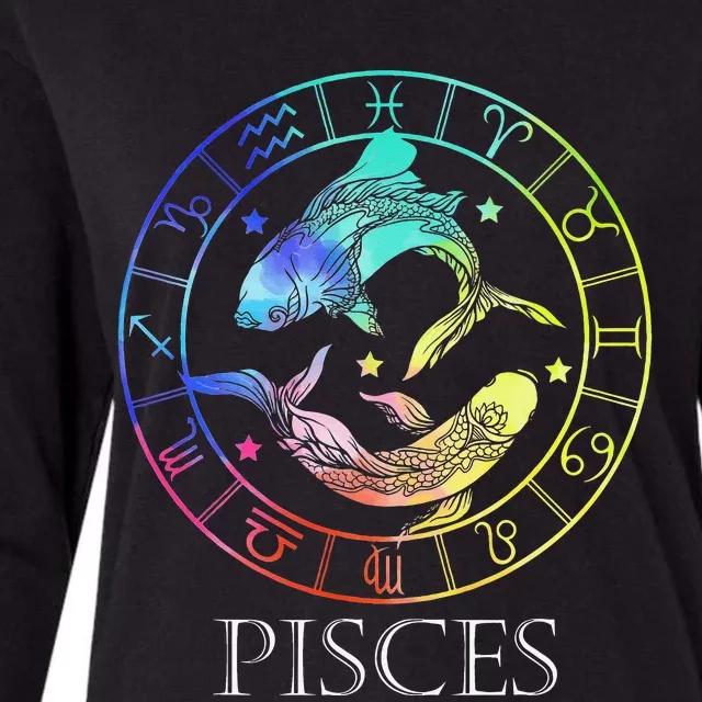 Zodiac Sign Pisces Womens Cotton Relaxed Long Sleeve T-Shirt